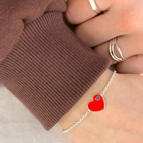 hjärta armband i silver med hängen i silver