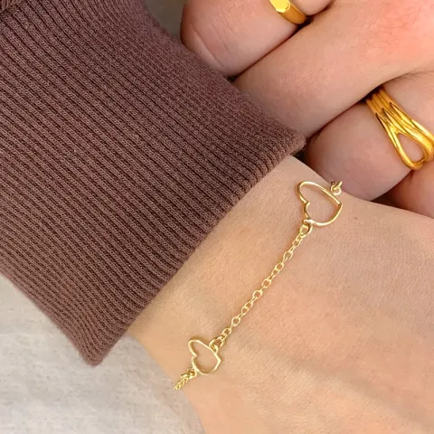 hjärta armband i förgyllt silver med hängen i förgyllt silver