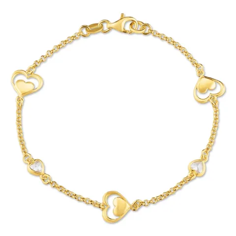 hjärta armband i förgyllt silver med hängen i förgyllt silver