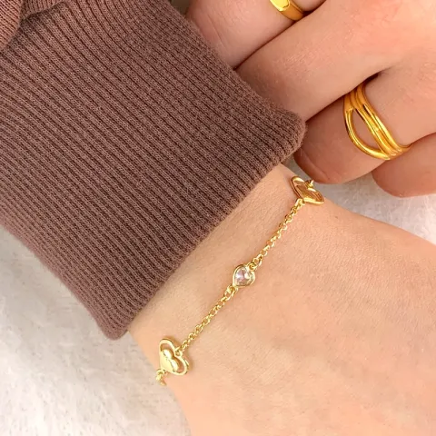 hjärta armband i förgyllt silver med hängen i förgyllt silver