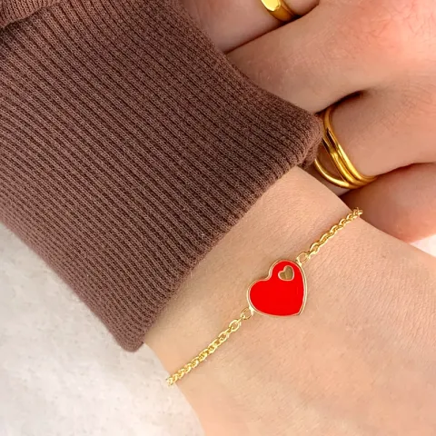 hjärta armband i förgyllt silver med hängen i förgyllt silver