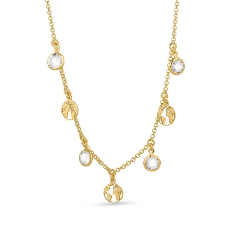 world halsband i förgyllt silver med hängen i förgyllt silver