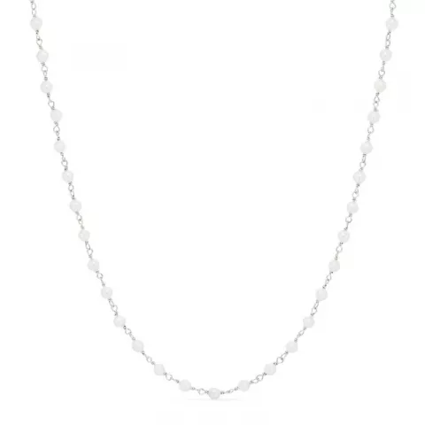 rund vit pärla halsband i silver 40 cm plus 5 cm x 3,3 mm