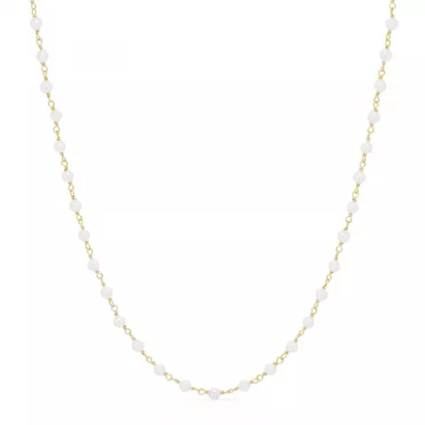 rund vit pärla halsband i förgyllt silver 40 cm plus 5 cm x 3,3 mm