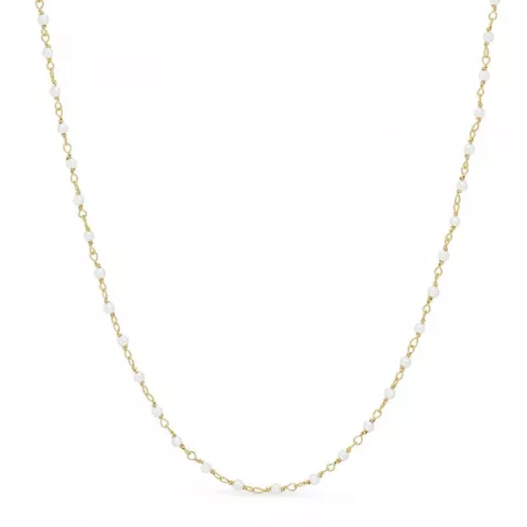 rund vit pärla halsband i förgyllt silver 40 cm plus 5 cm x 2,7 mm