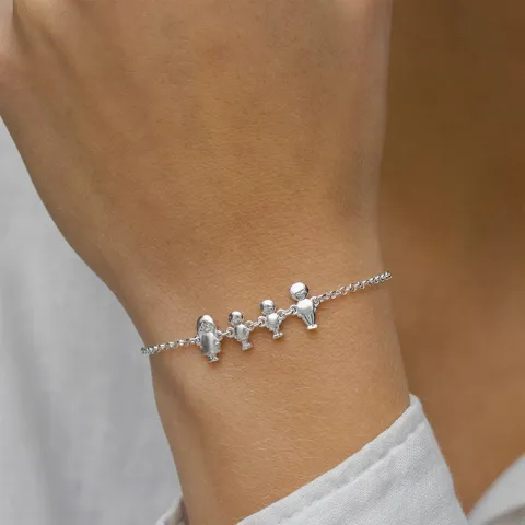 familj armband i silver med Far - Son - Son - Mor i silver