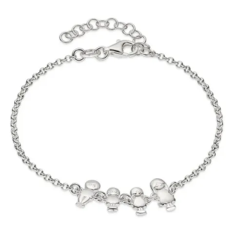 familj armband i silver med Far - Dotter - Dotter - Mor i silver