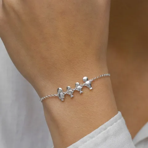 familj armband i silver med Far - Dotter - Dotter - Mor i silver