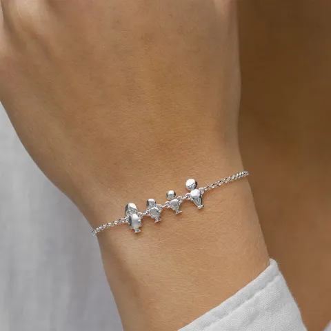 familj armband i silver med Far – Søn - Dotter - Mor  i silver