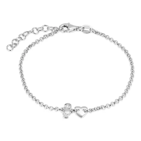 familj armband i silver med Hjerte - Dotter i silver