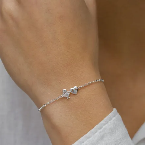 familj armband i silver med Hjerte - Dotter i silver