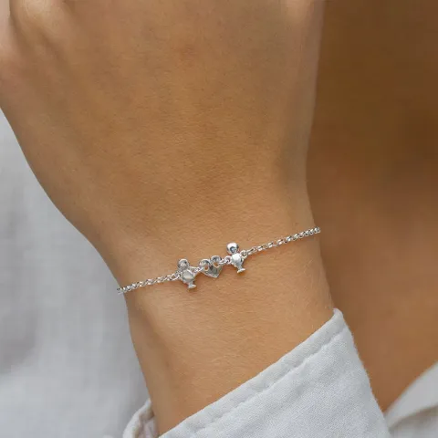 familj armband i silver med Son - Hjerte - Dotter i silver