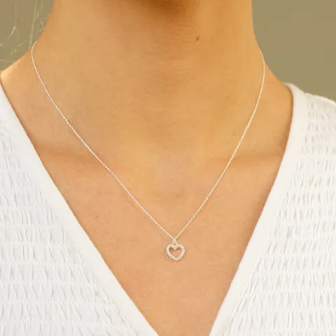 hjärta zirkon halsband i silver