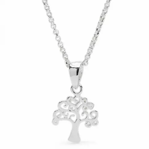17 mm livets träd halsband i silver med hängen i silver