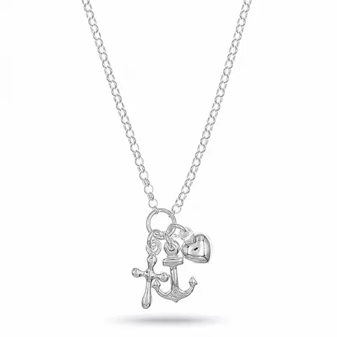 tro-hopp-kärlek halsband i silver med hängen i silver