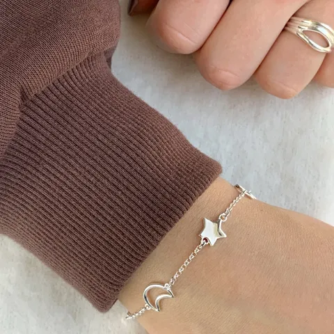 måne och stjärna armband i silver