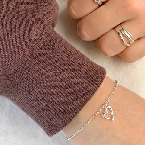 Billigt hjärta armband i silver