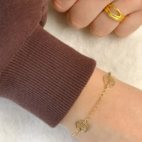 livets träd armband i förgyllt silver med hängen i förgyllt silver