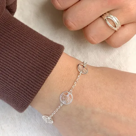 livets träd armband i rhodinerat silver med hängen i rhodinerat silver