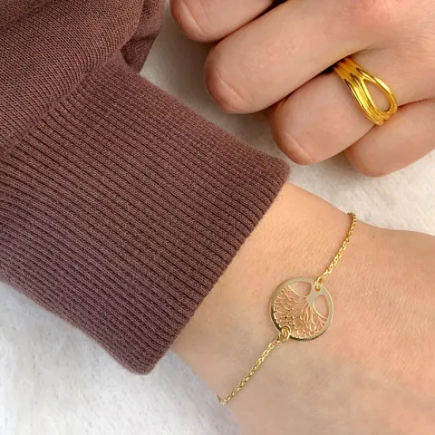 livets träd armband i förgyllt silver med hängen i förgyllt silver