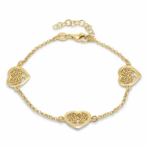 livets träd armband i förgyllt silver med hängen i förgyllt silver