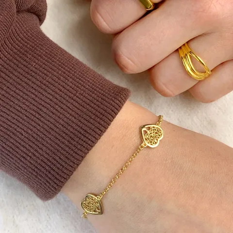 livets träd armband i förgyllt silver med hängen i förgyllt silver