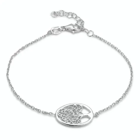 oval livets träd armband i rhodinerat silver med hängen i rhodinerat silver