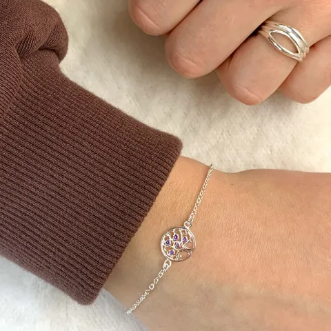 livets träd armband i rhodinerat silver med hängen i rhodinerat silver