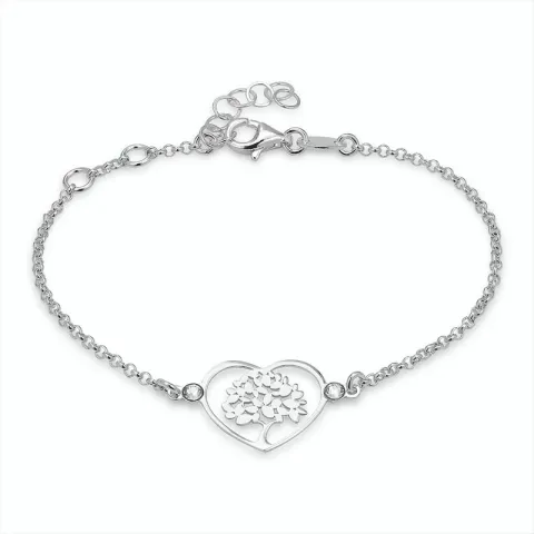 hjärta livets träd armband i rhodinerat silver med hängen i rhodinerat silver