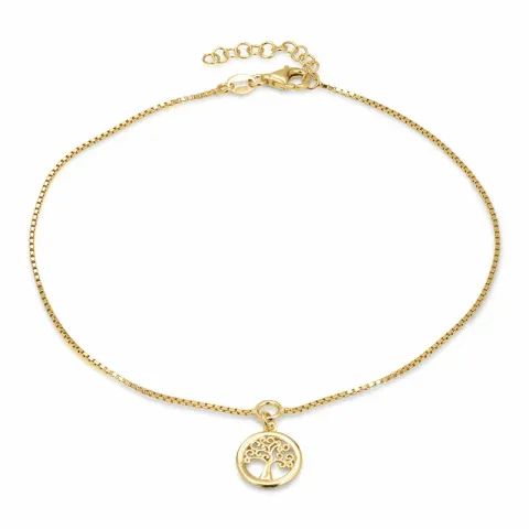 livets träd fotlänk  i förgyllt silver med hängen i förgyllt silver