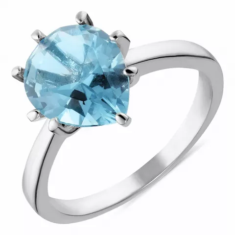 Oval blå ring i silver