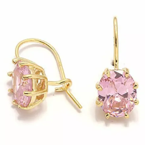 Vackra ovala rosa zirkon örhängen i förgyllt silver