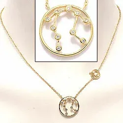 vågen stjärntecken halskedja med berlocker i förgyllt silver