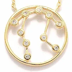 vågen stjärntecken halskedja med berlocker i förgyllt silver