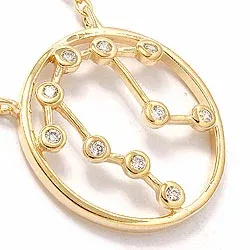 vågen stjärntecken halskedja med berlocker i förgyllt silver