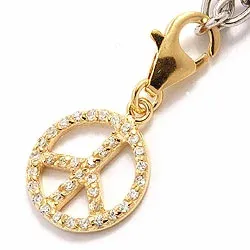 Peace charms hängen i förgyllt silver 