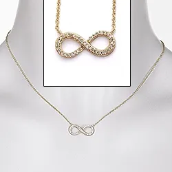 Infinity vit zirkon halsband i förgyllt silver