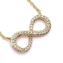 Infinity vit zirkon halsband i förgyllt silver