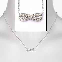 Infinity vit zirkon hängen med halskedja i silver