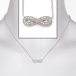 Infinity vit zirkon hängen med halskedja i silver