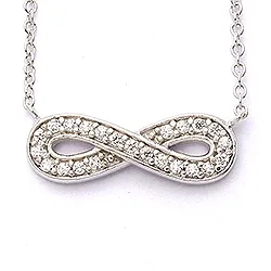 Infinity vit zirkon hängen med halskedja i silver