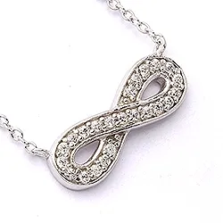 Infinity vit zirkon hängen med halskedja i silver