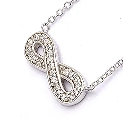 Infinity vit zirkon hängen med halskedja i silver