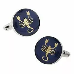 Runda skorpionen manschettknappar i stål