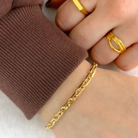 Bnh anker facet armband i förgyllt silver 17 cm x 4,0 mm