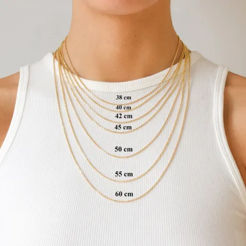 kort BNH anker facet halskedja i 14 karat guld 38 cm x 1,4 mm