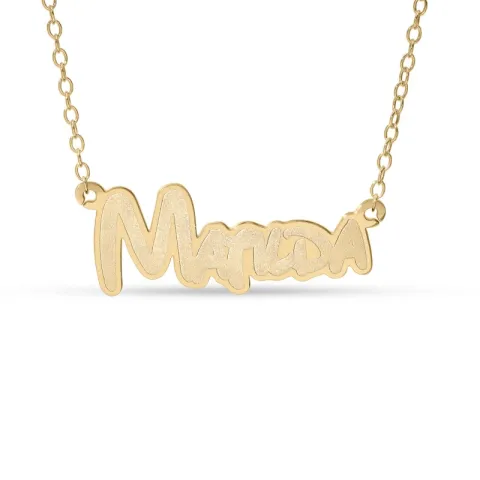 Namnhalsband med hänge i 9 karat guld