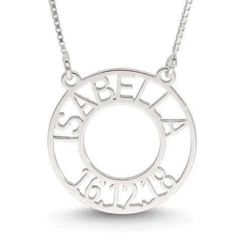 Namnhalsband med hänge i silver