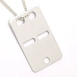 Fyrkantigt ID bricka i 14 karat vitguld