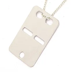 Fyrkantigt ID bricka i 14 karat vitguld